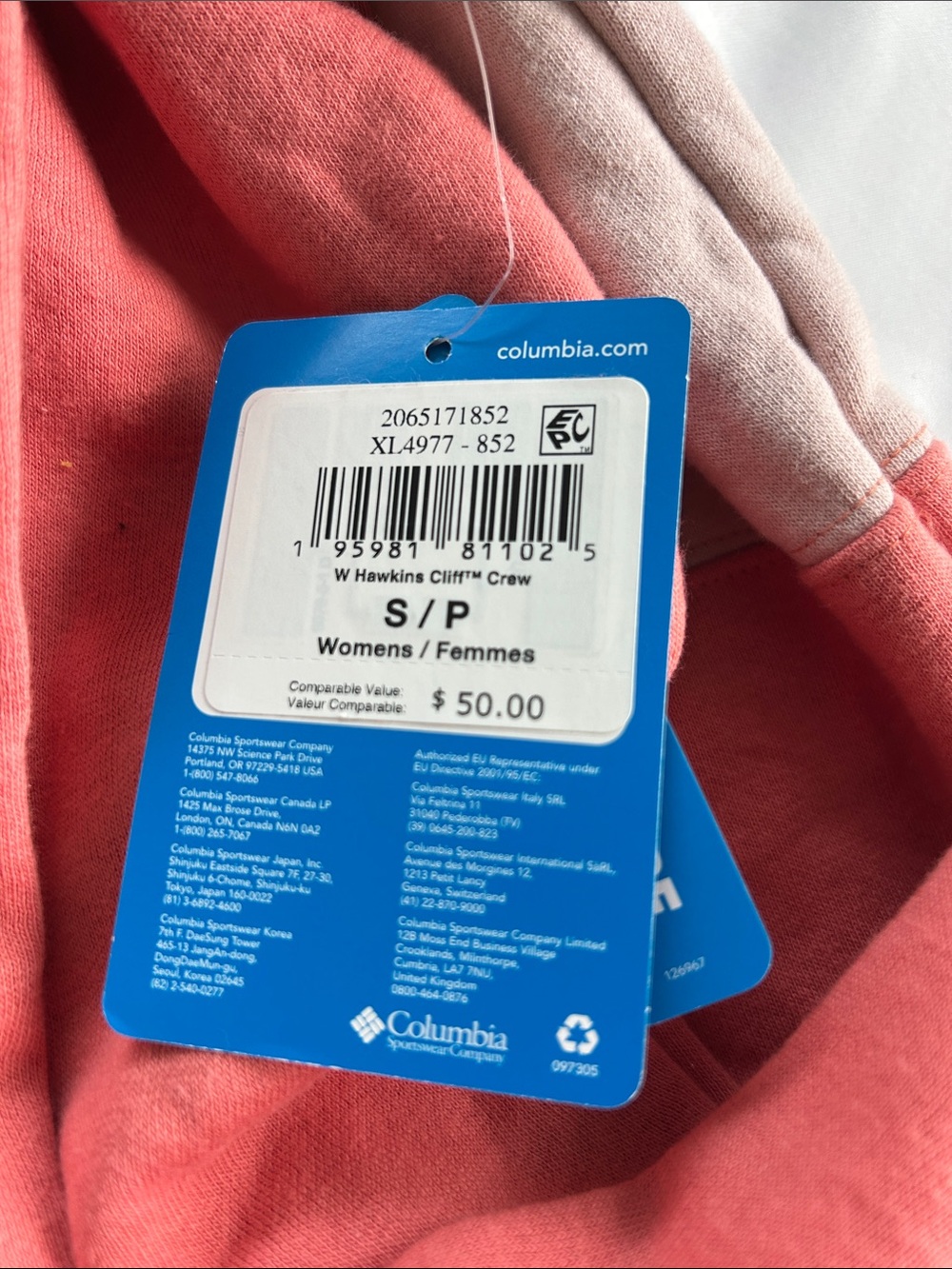 Columbia Two-Tone Coral and Blush Crewneck Sweatshirt NWT - Picture 4 of 6